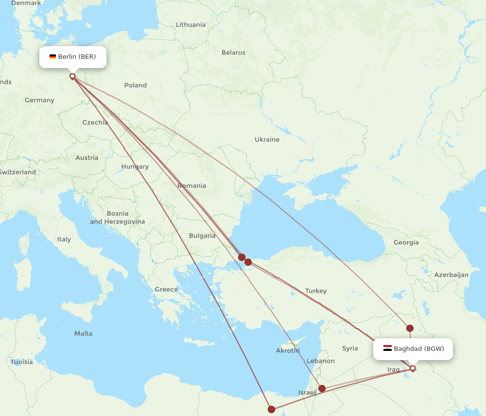 BER-BGW flight routes