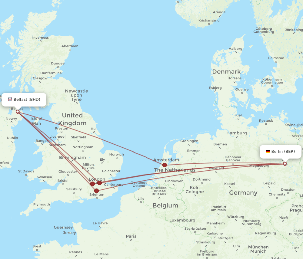 BER to BHD flights and routes map