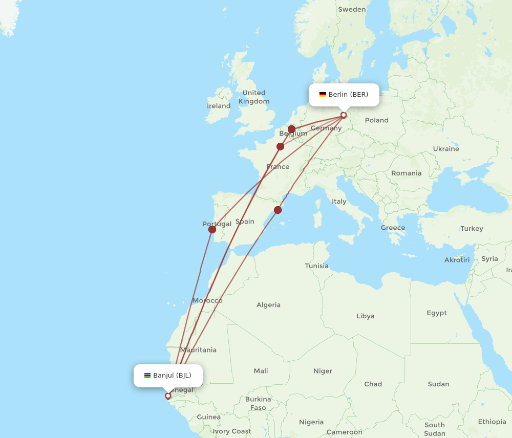 BER-BJL flight routes