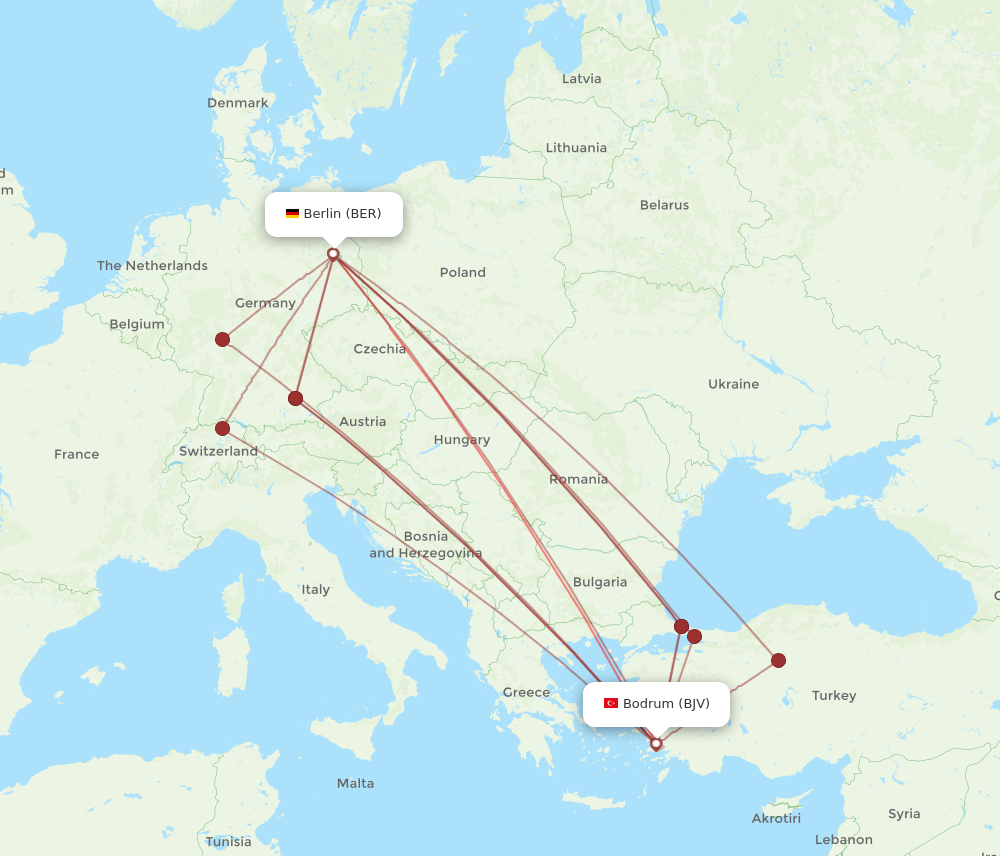 BER to BJV flights and routes map