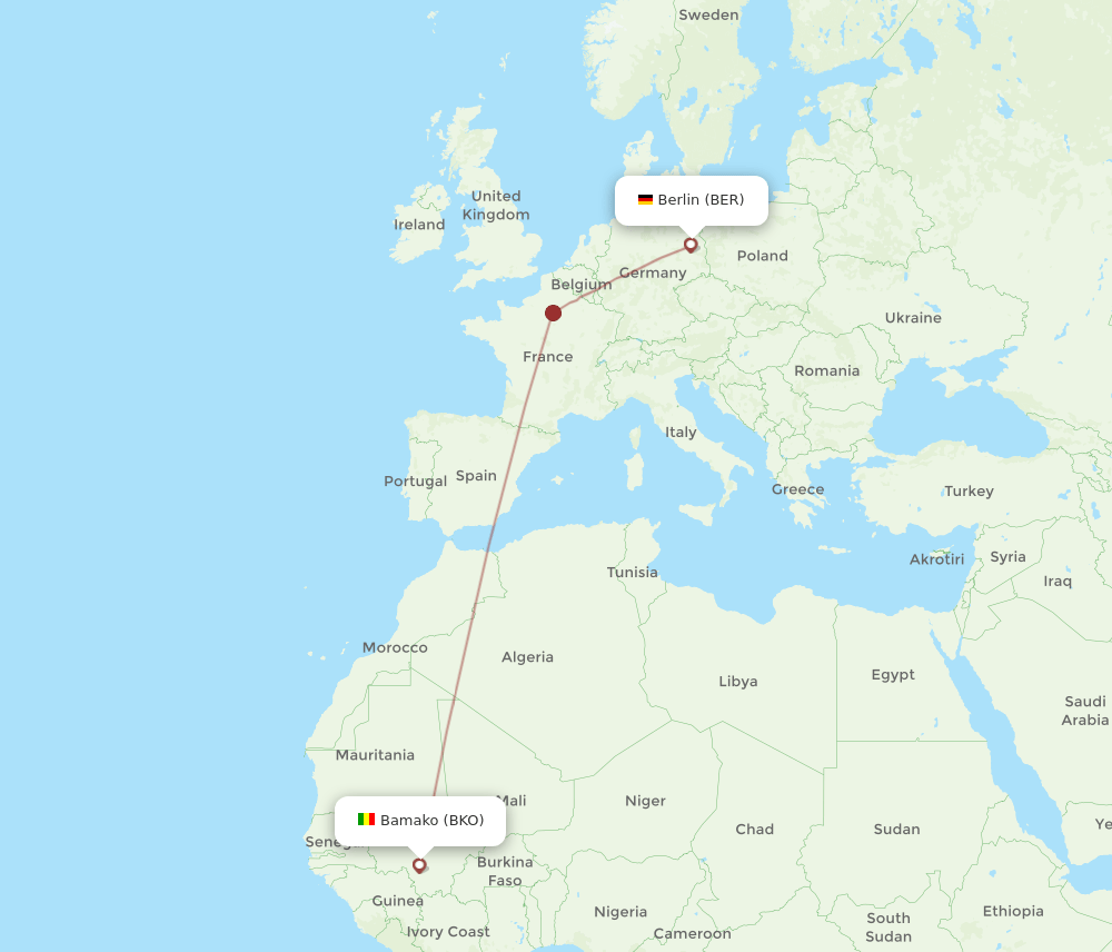 BER to BKO flights and routes map