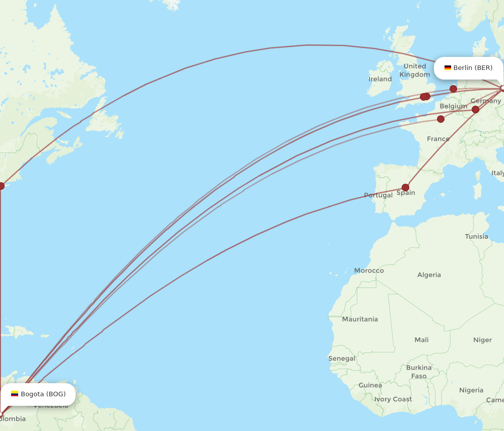 BER-BOG flight routes