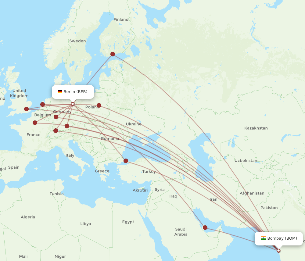 BER-BOM flight routes