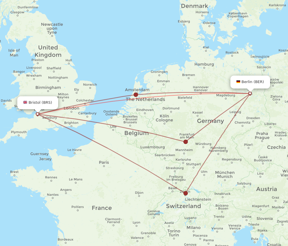 BER to BRS flights and routes map