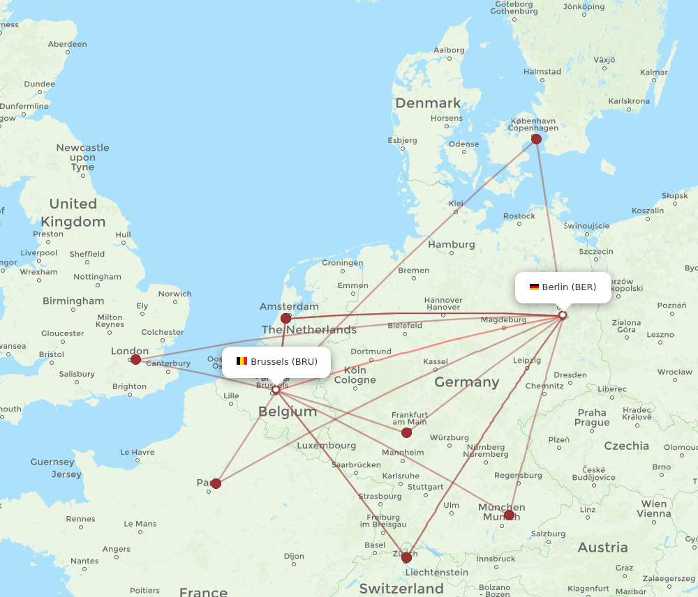 BER-BRU flight routes