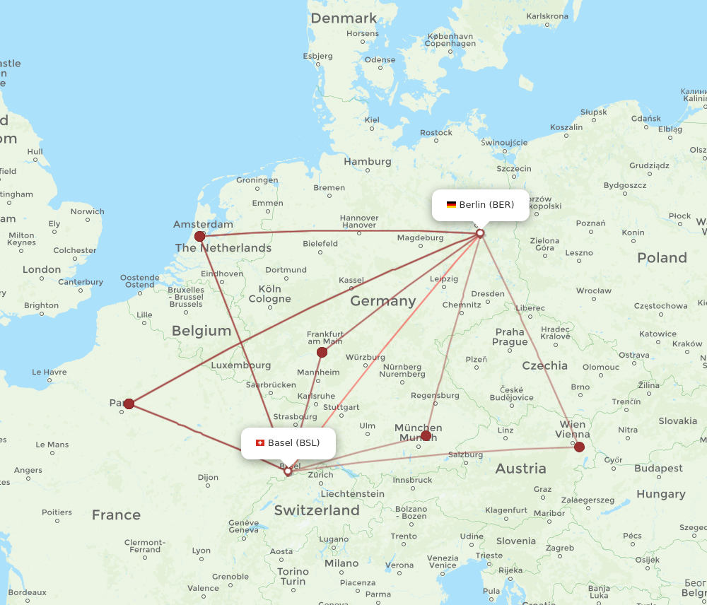 BER to BSL flights and routes map
