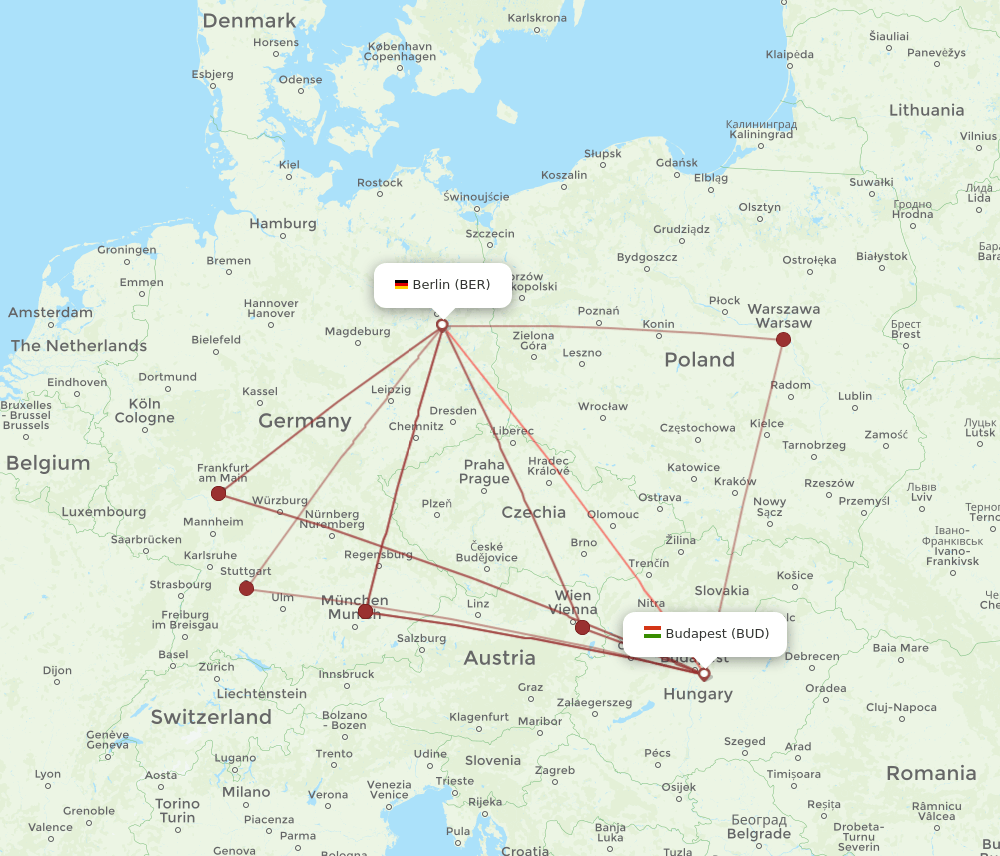 BER-BUD flight routes
