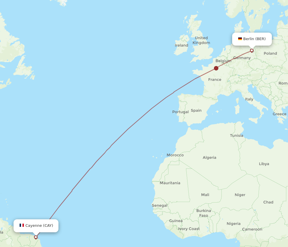 BER to CAY flights and routes map