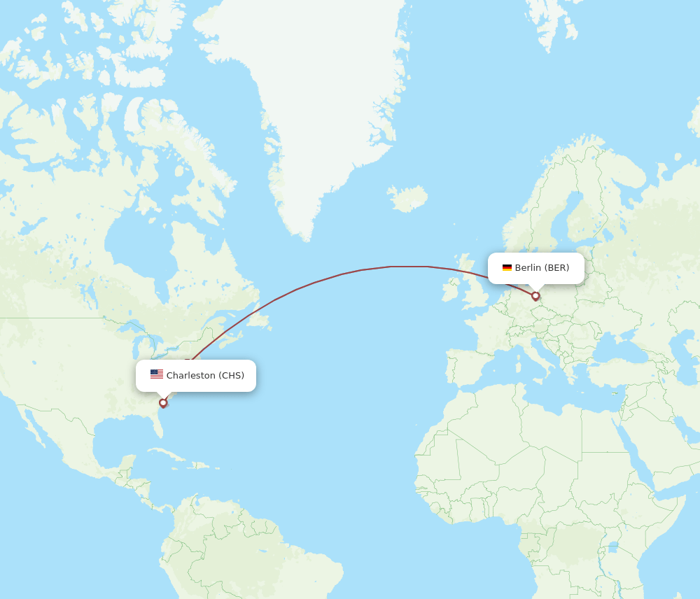 BER to CHS flights and routes map
