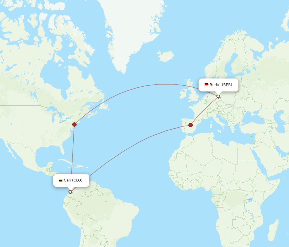 BER to CLO flights and routes map