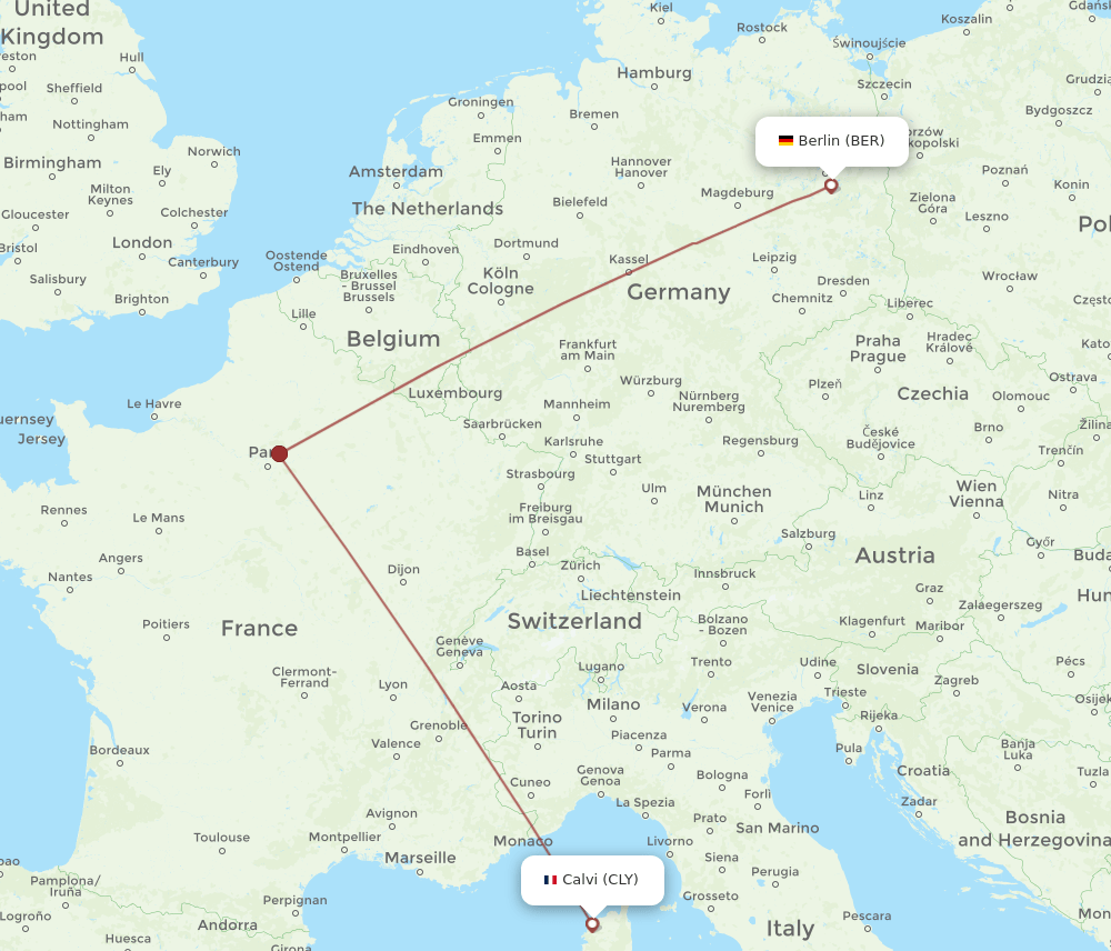 BER-CLY flight routes