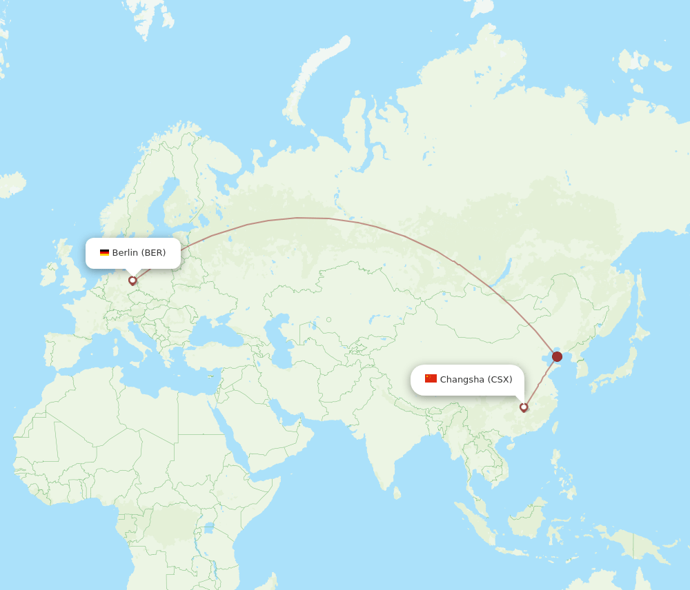 BER to CSX flights and routes map