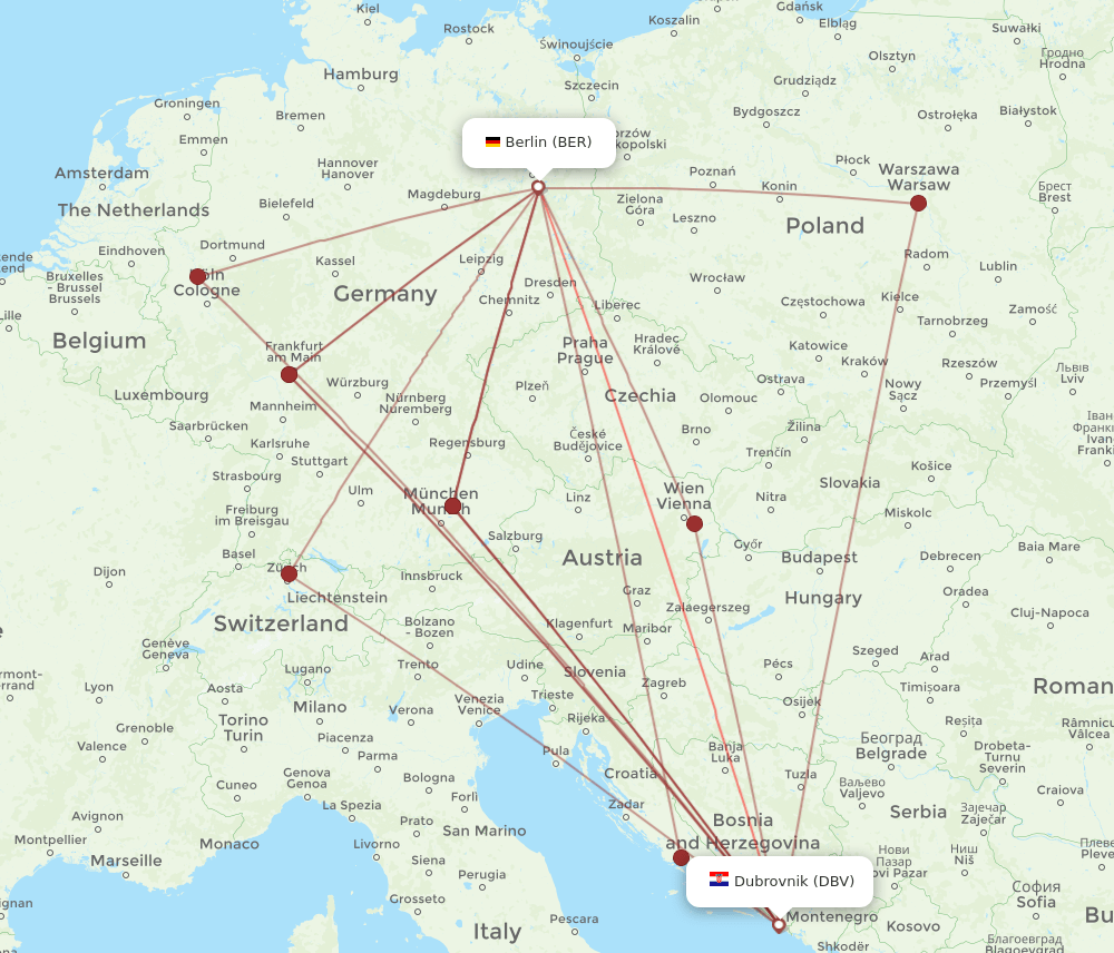 BER-DBV flight routes