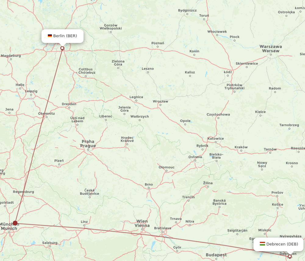 BER to DEB flights and routes map