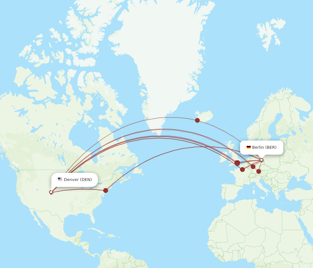 BER to DEN flights and routes map