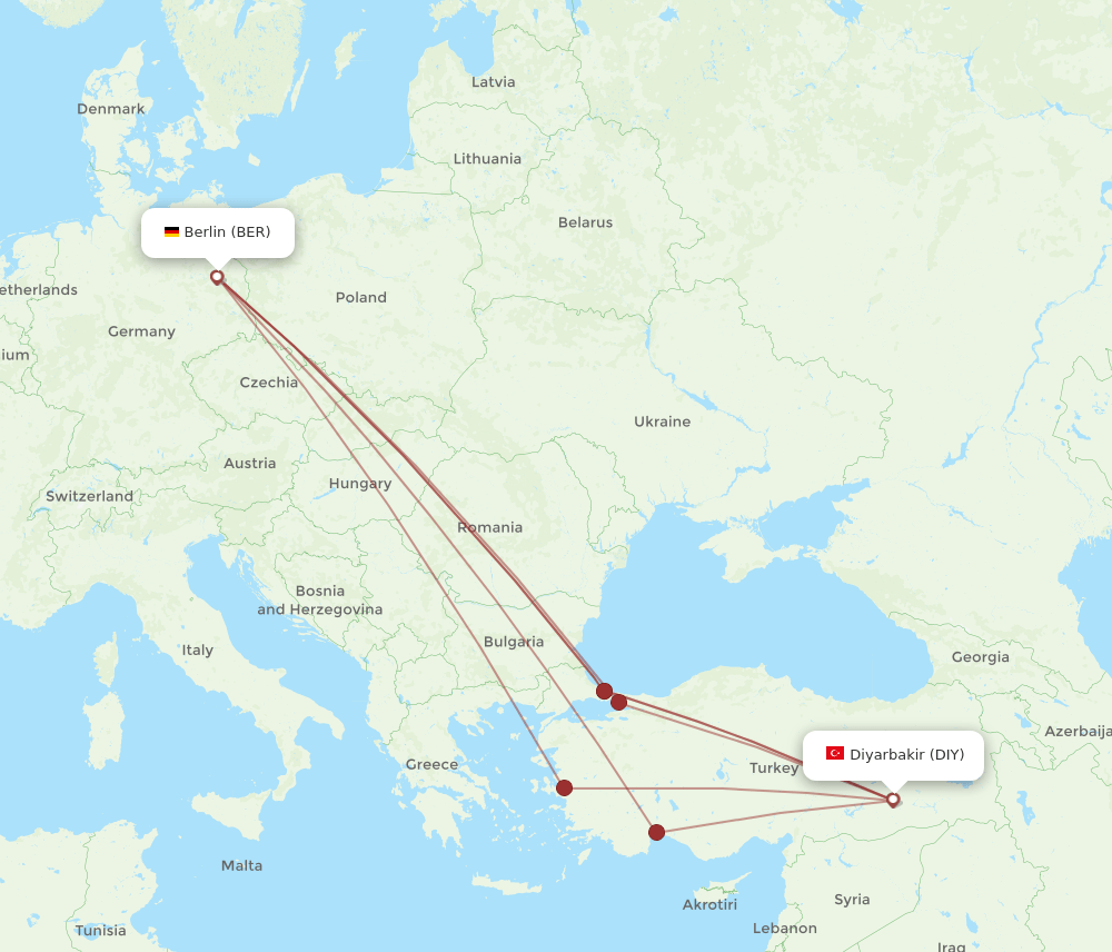 BER-DIY flight routes