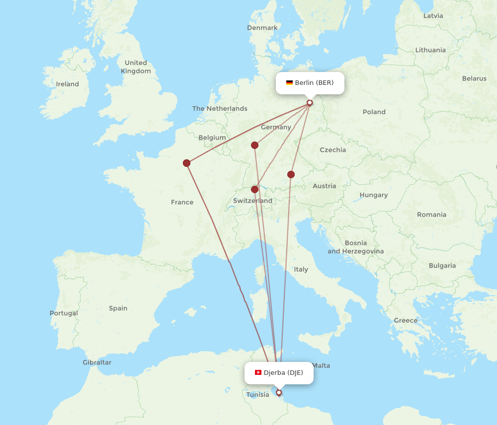 BER-DJE flight routes