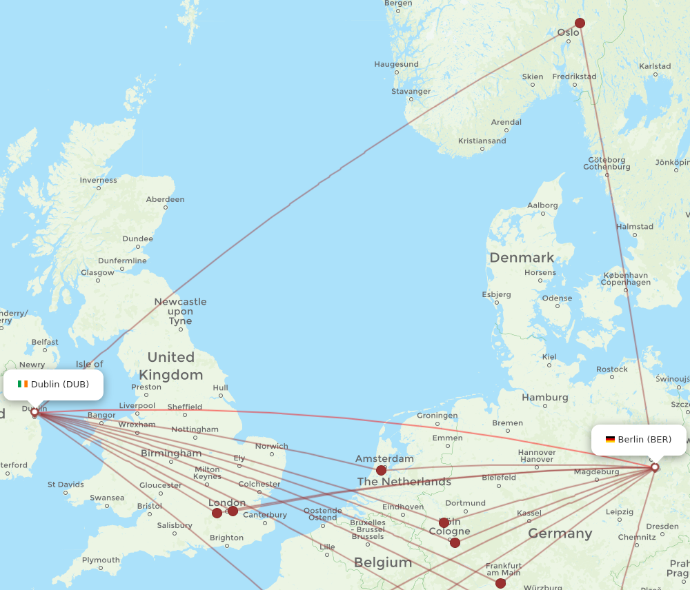 BER to DUB flights and routes map