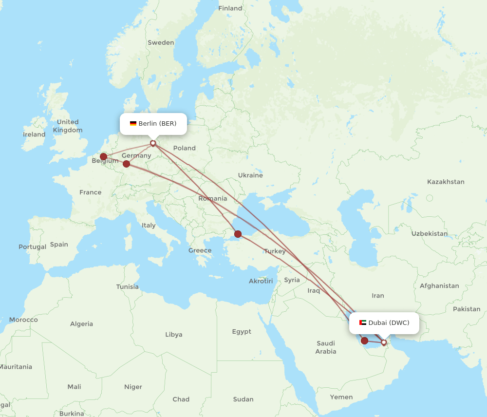 BER-DWC flight routes