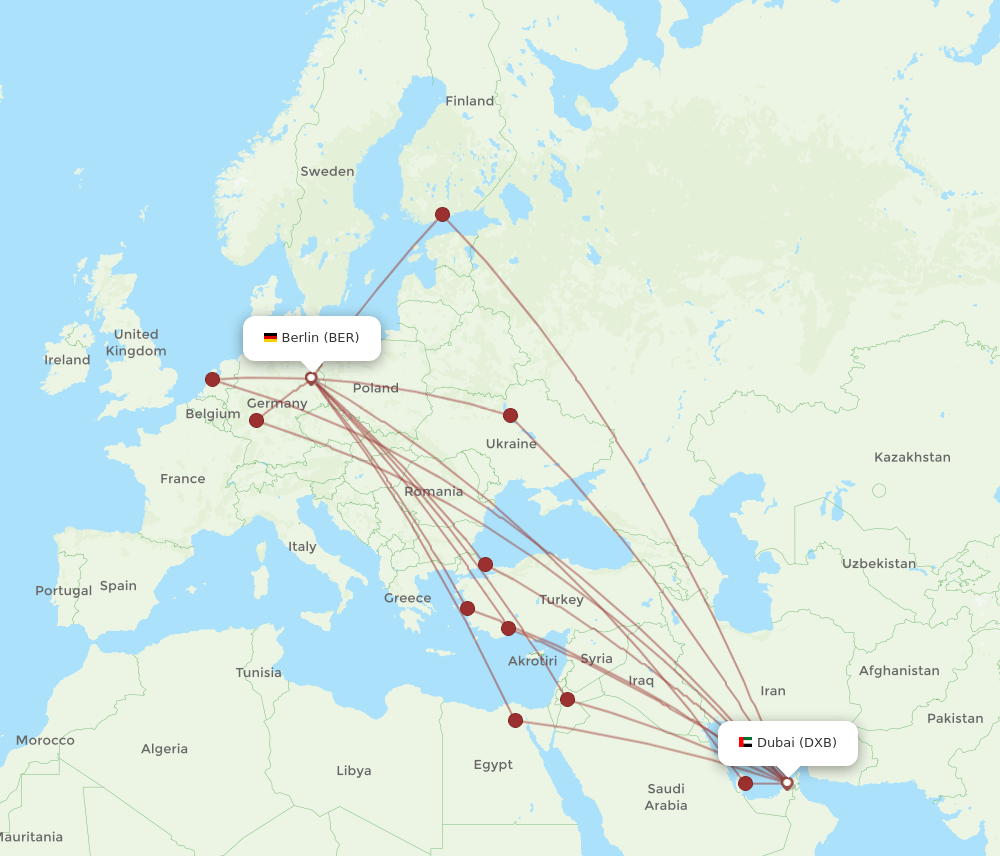 BER-DXB flight routes