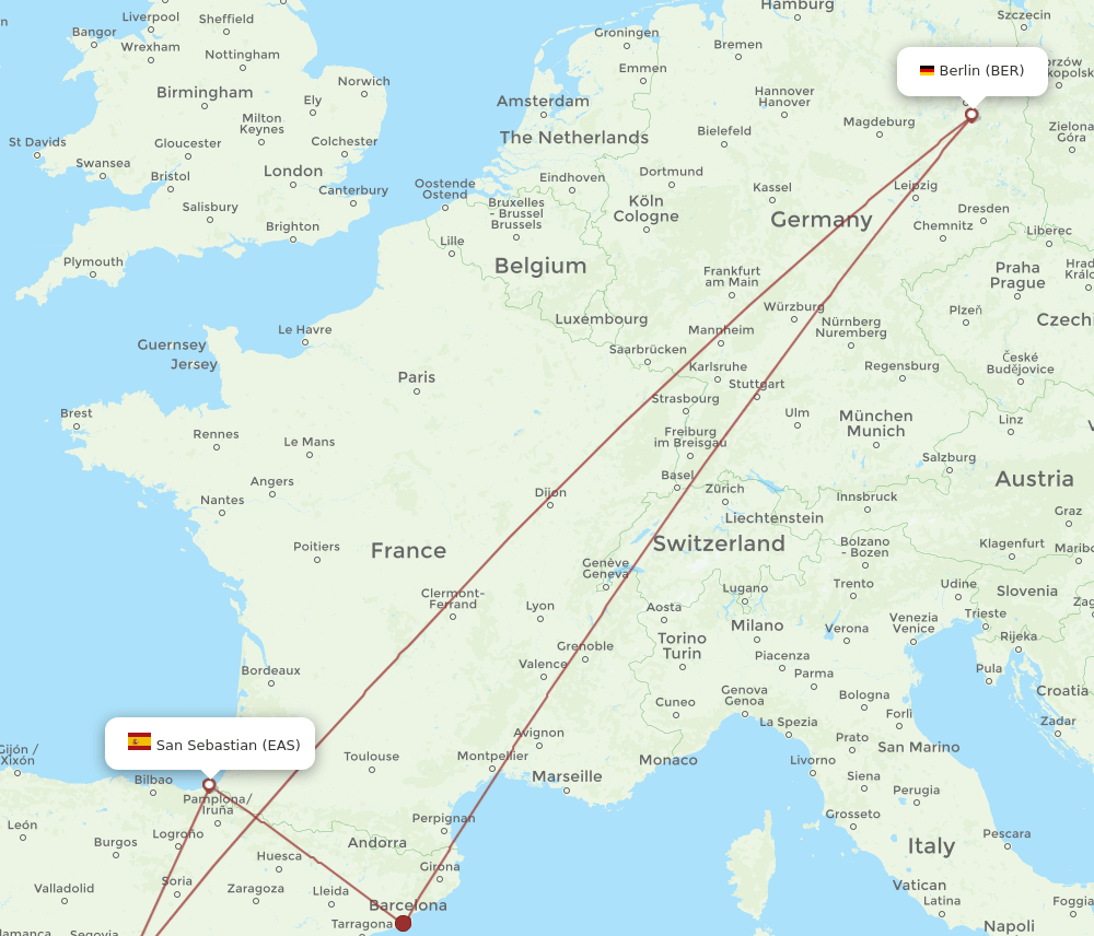 BER-EAS flight routes