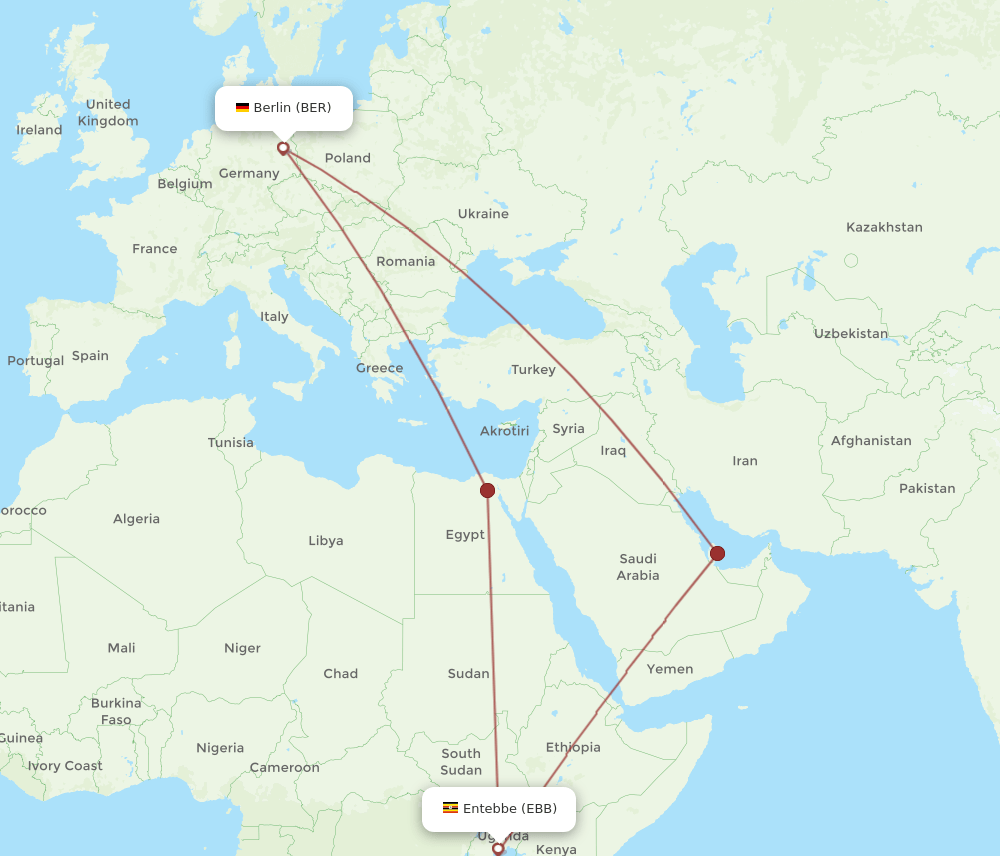 BER-EBB flight routes