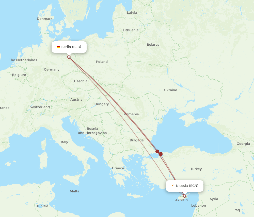BER-ECN flight routes