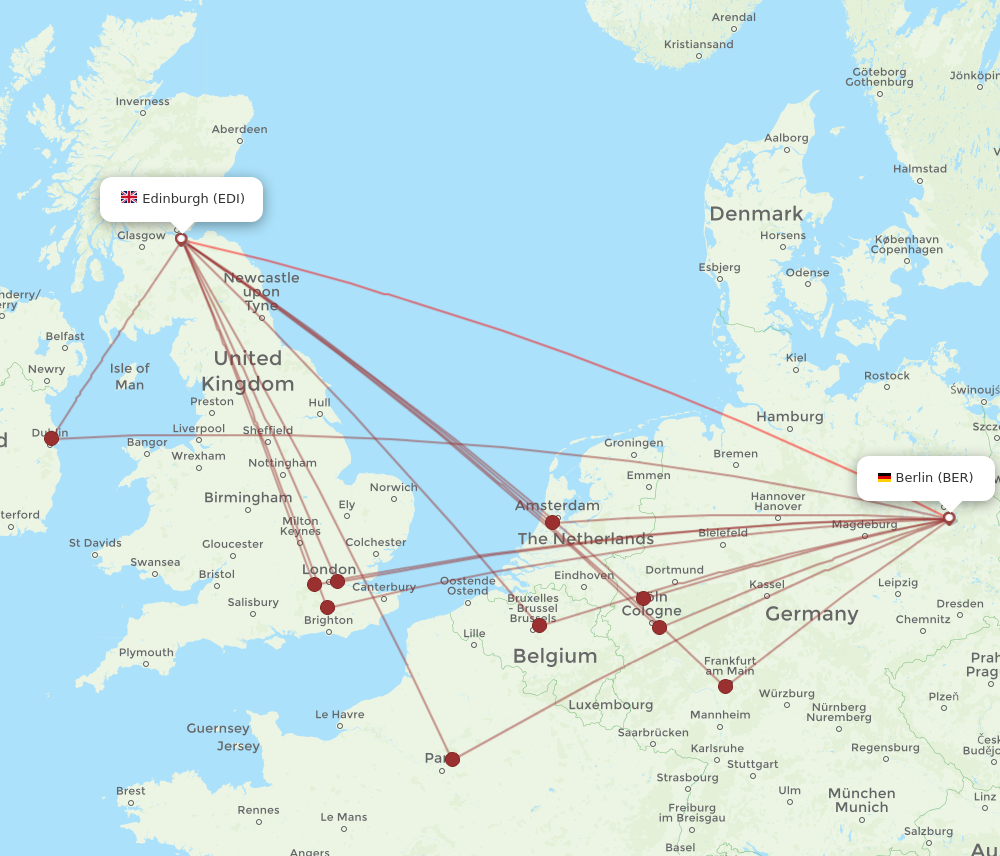 BER to EDI flights and routes map