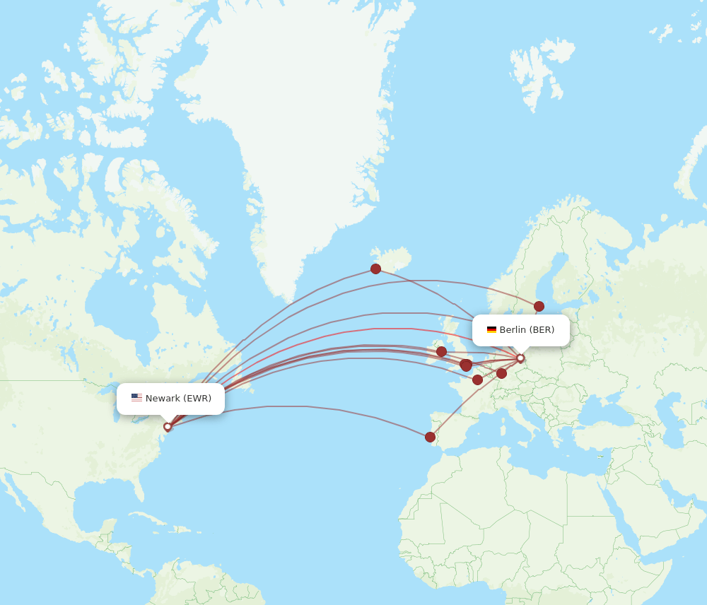 BER-EWR flight routes