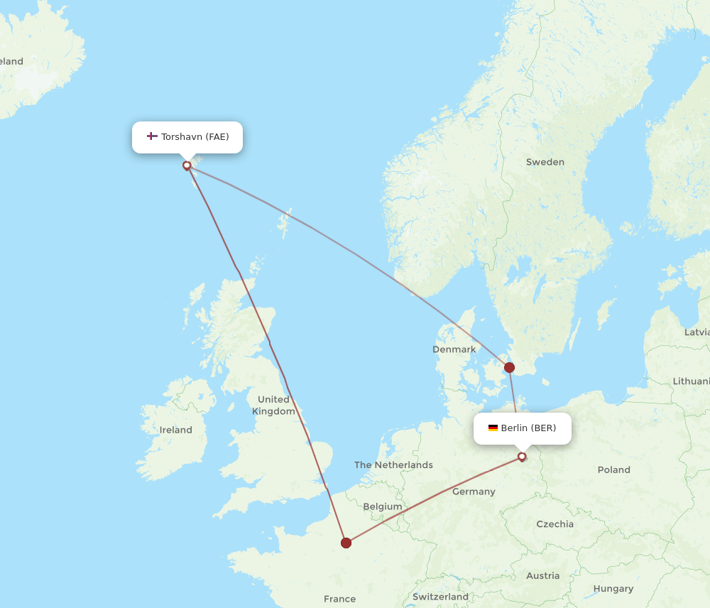 BER-FAE flight routes