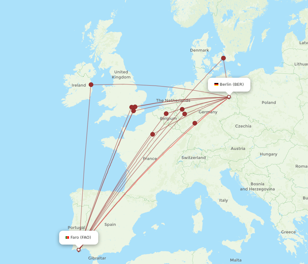 BER to FAO flights and routes map
