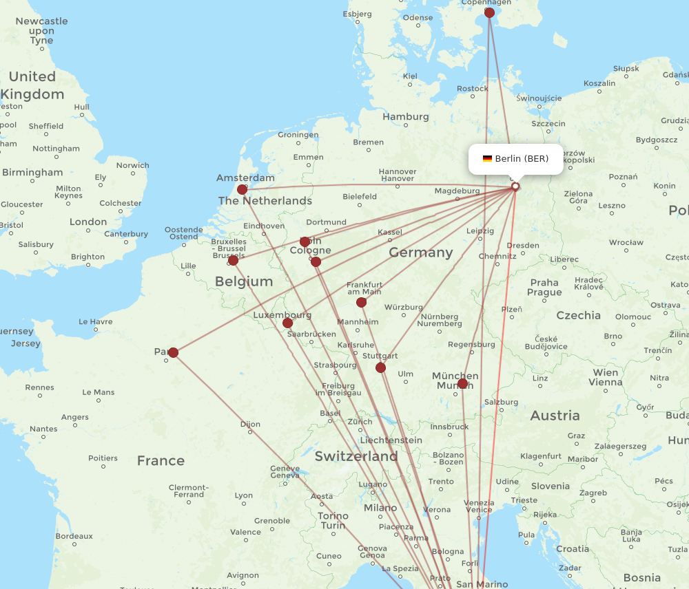 BER to FCO flights and routes map