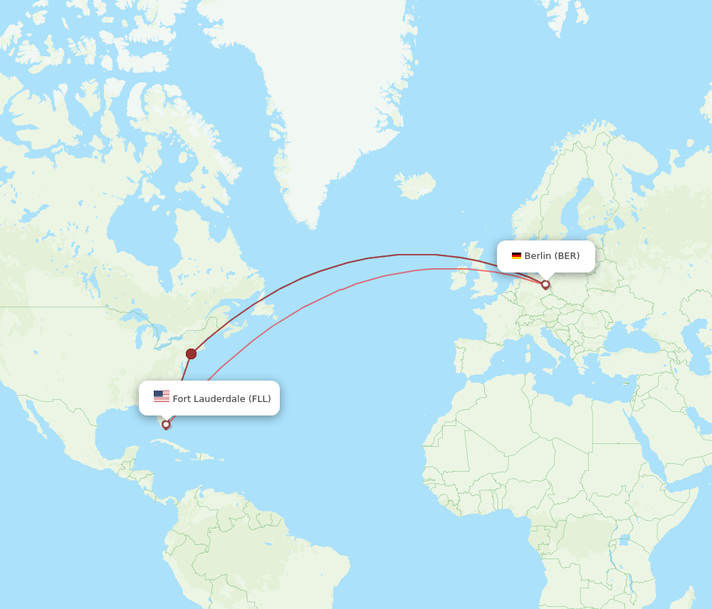 BER to FLL flights and routes map