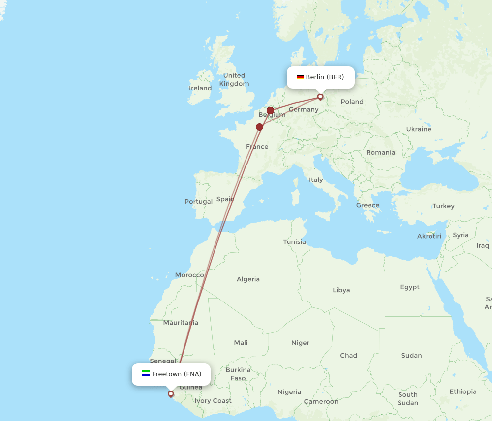 BER-FNA flight routes