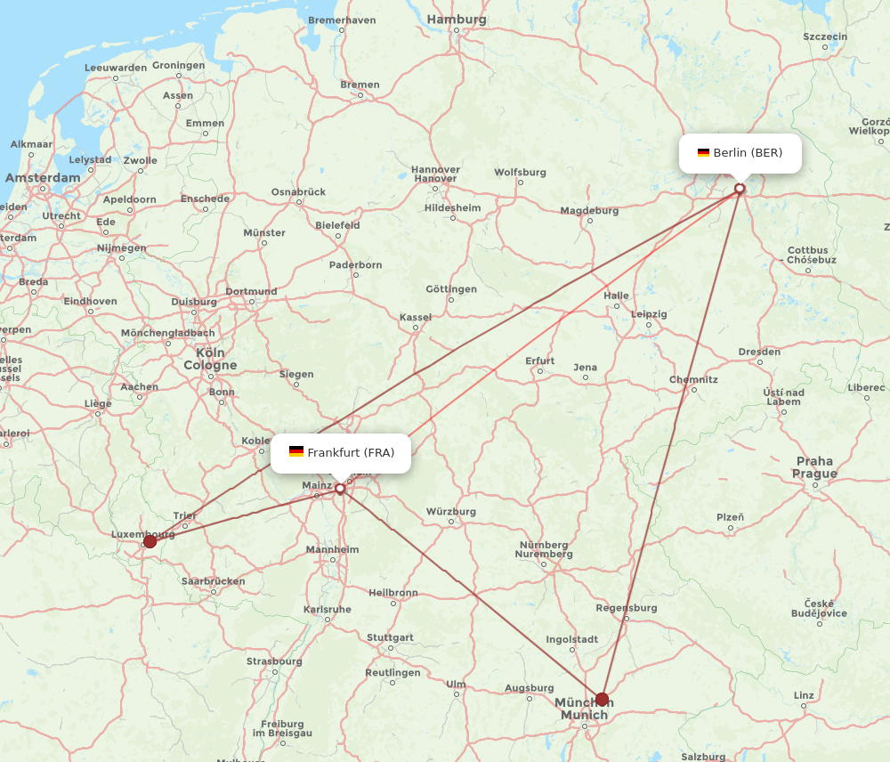 BER to FRA flights and routes map