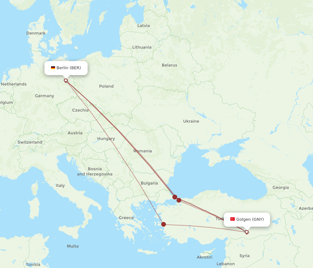 BER-GNY flight routes