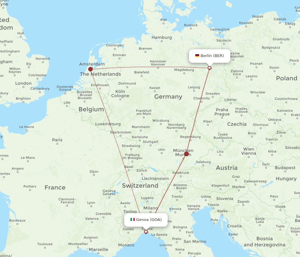 BER-GOA flight routes
