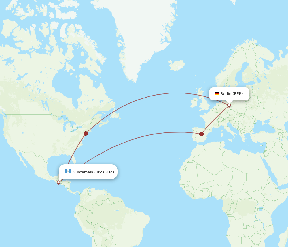 BER-GUA flight routes