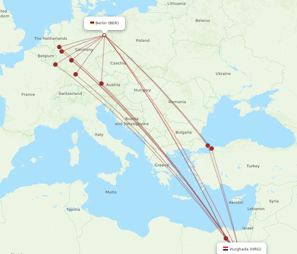BER-HRG flight routes