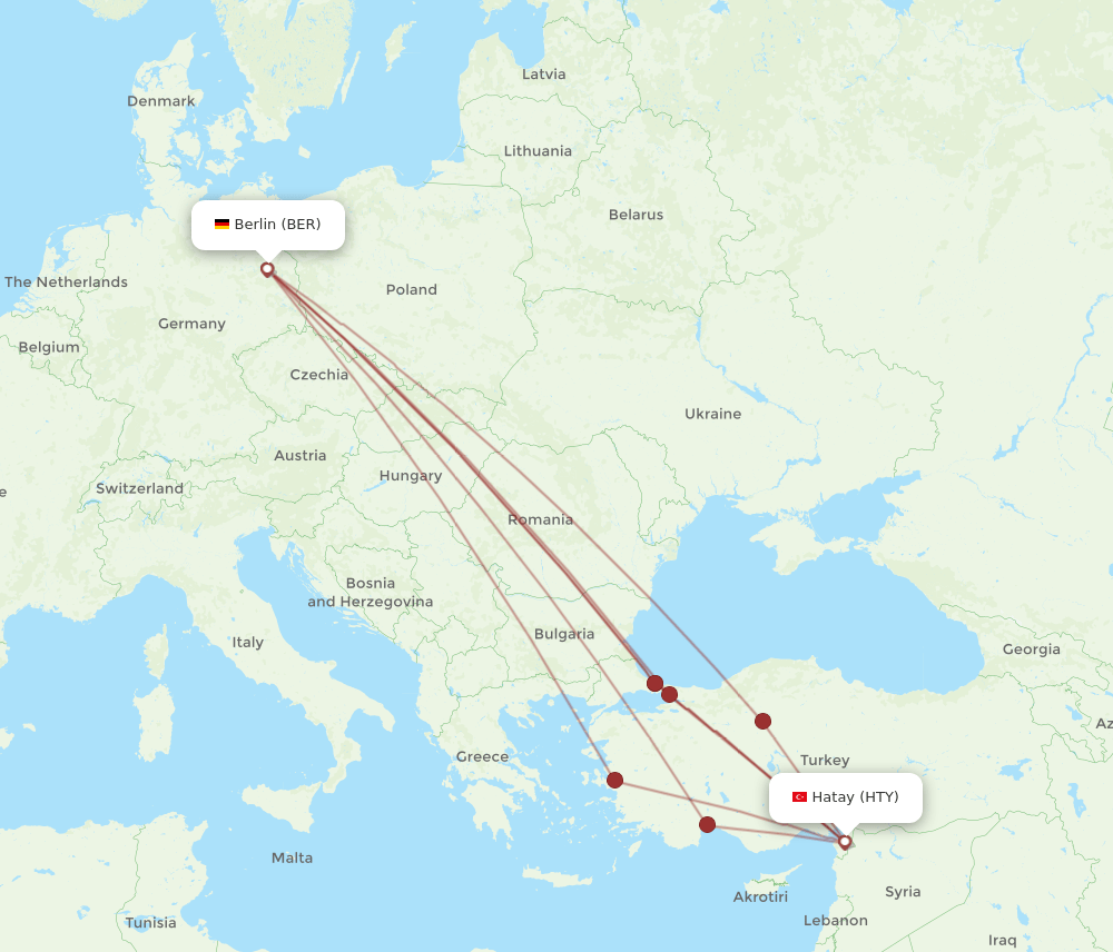 BER to HTY flights and routes map
