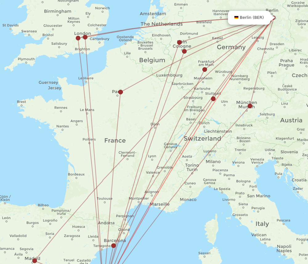 BER to IBZ flights and routes map