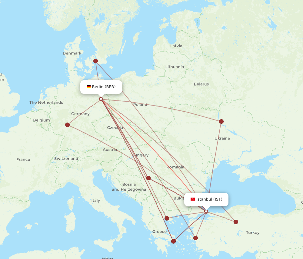 BER to IST flights and routes map