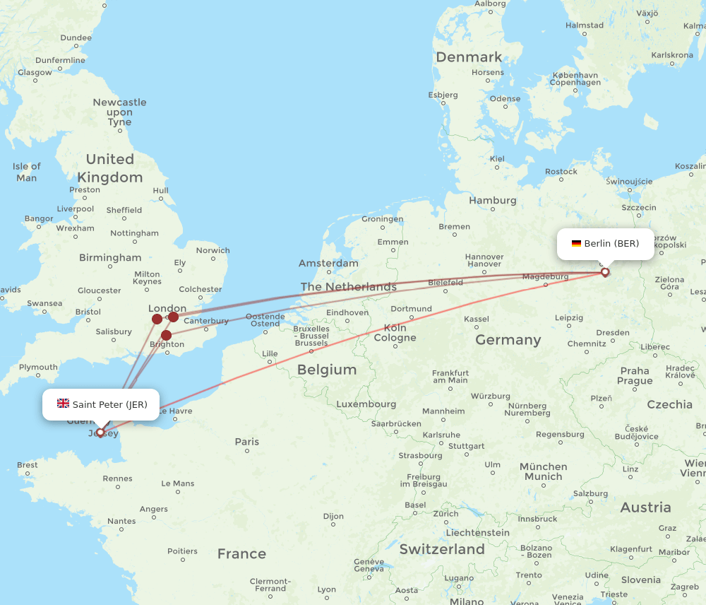 BER-JER flight routes