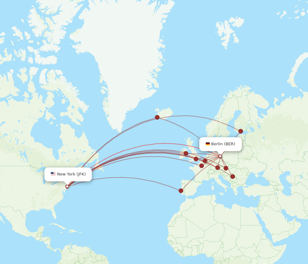 BER to JFK flights and routes map