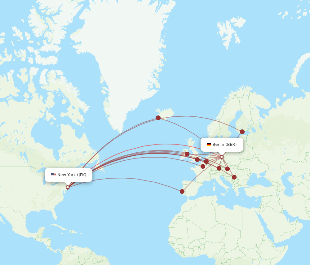 BER-JFK flight routes