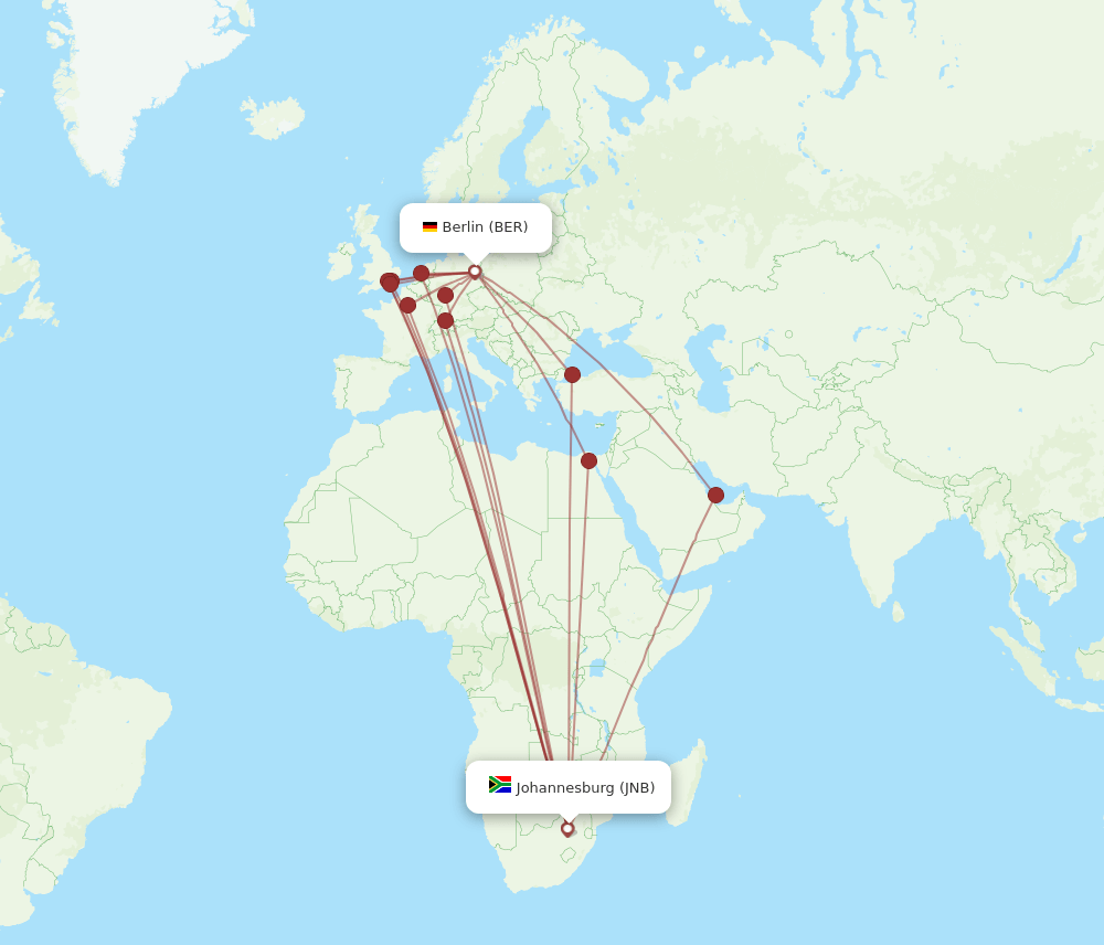 BER-JNB flight routes