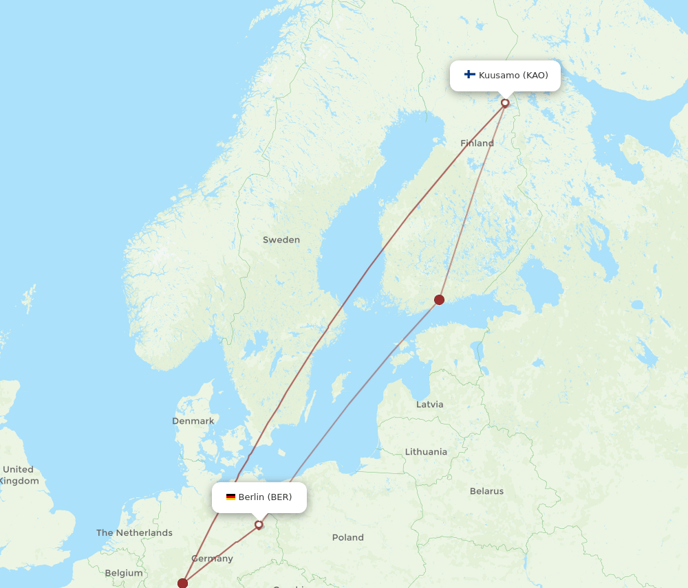 BER-KAO flight routes