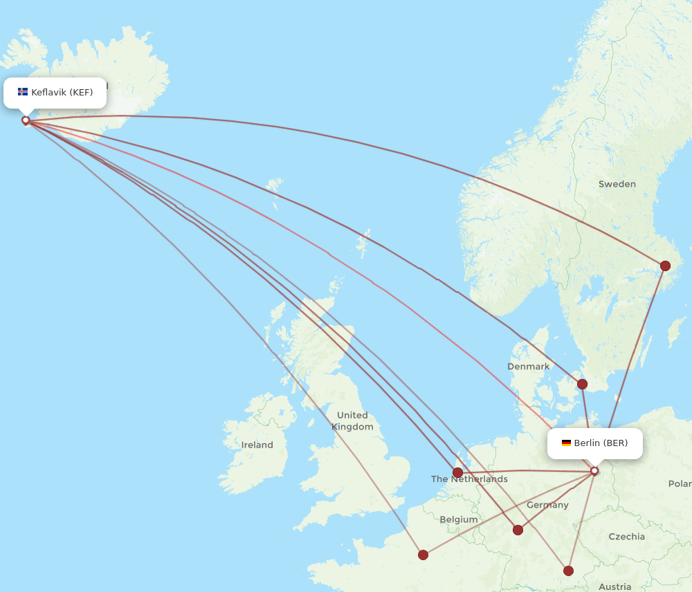 BER-KEF flight routes