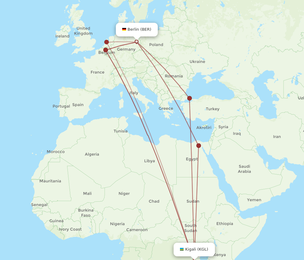 BER-KGL flight routes