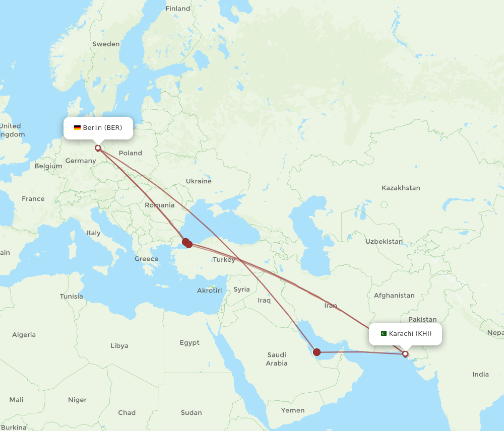 BER-KHI flight routes